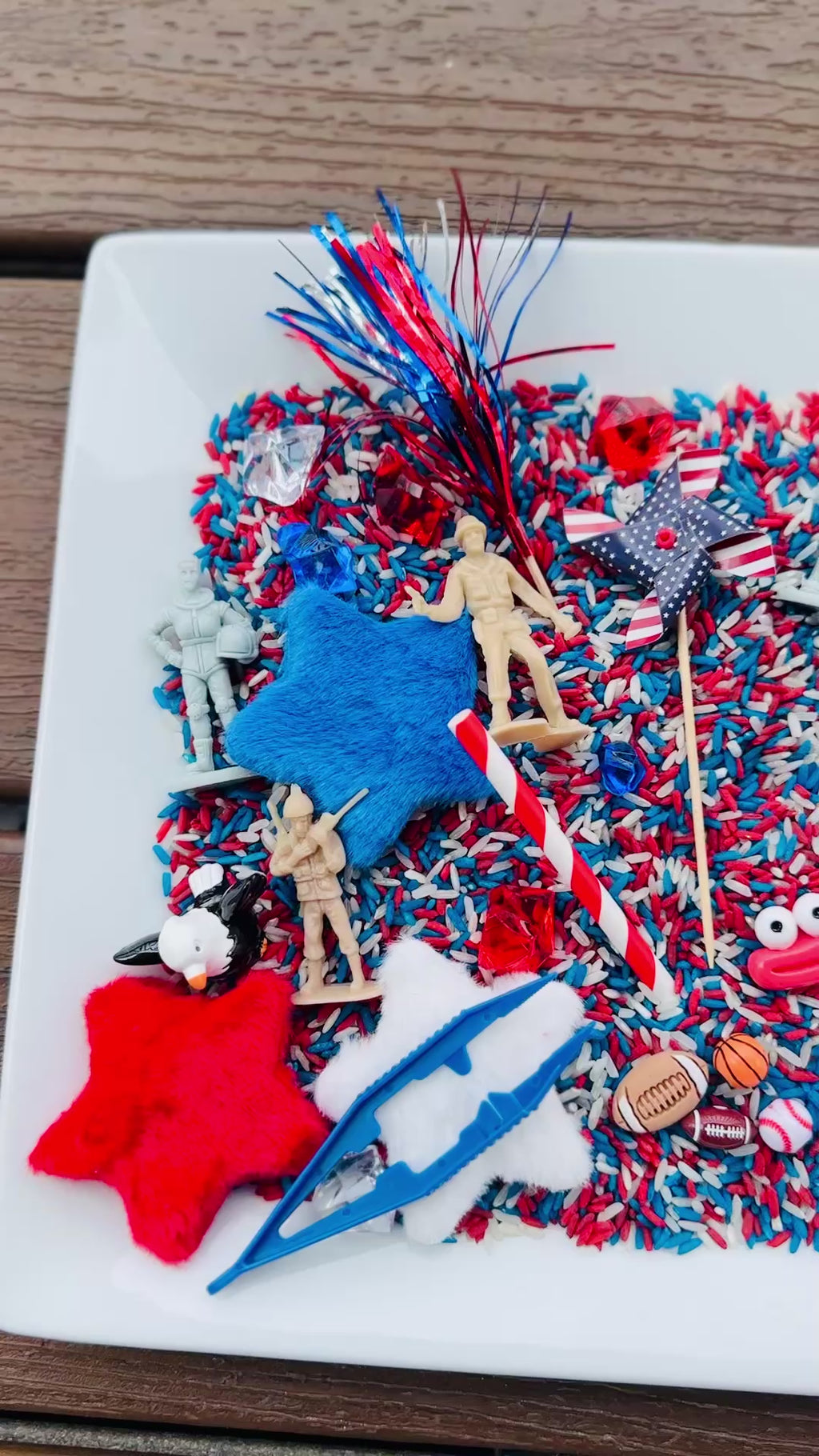 Let Freedom Ring 4th of July Loose Parts & Rice Sensory Bin Kit